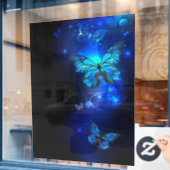 Autocollant Pour Fenêtre Morpho Butterfly in the Dark Background (Fenêtre de café)