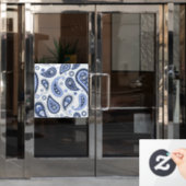 Autocollant Pour Fenêtre Motif Blue Paisley (Porte de bureau)