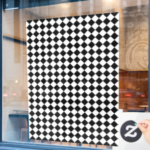 Autocollant Pour Fenêtre Motif chevron noir et blanc uni