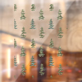 Autocollant Pour Fenêtre Motif d'arbre d'hiver vert (Feuille 2)