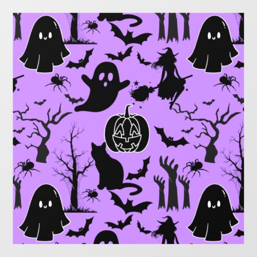 Autocollant Pour Fenêtre Motif d'Halloween. Éffrayant et mignon.b L Violet  (Feuille)