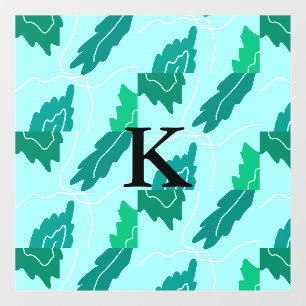Autocollant Pour Fenêtre Motif floral feuilles de turquoise vertes avec mon
