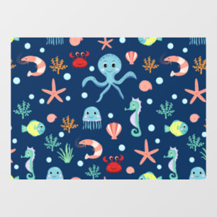 Autocollant Pour Fenêtre Motif mignon de vie marine de l'océan