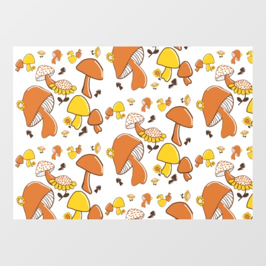 Autocollant Pour Fenêtre Motif nostalgique de champignons (Feuille)