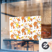 Autocollant Pour Fenêtre Motif nostalgique de champignons (Fenêtre de café)