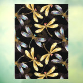 Autocollant Pour Fenêtre Motif sans couture avec libellules d'or (Feuille 3)