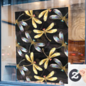 Autocollant Pour Fenêtre Motif sans couture avec libellules d'or (Fenêtre de café)