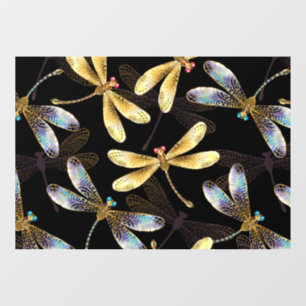 Autocollant Pour Fenêtre Motif sans couture avec libellules d'or