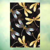 Autocollant Pour Fenêtre Motif sans couture avec libellules d'or (Feuille 3)