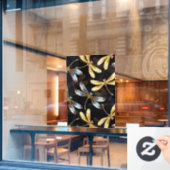 Autocollant Pour Fenêtre Motif sans couture avec libellules d'or (Fenêtre de café)