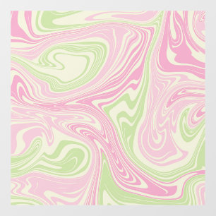 Autocollant Pour Fenêtre Motif vert rose tourbillonnant liquide