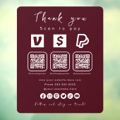 Autocollant Pour Fenêtre Multi QR Code Paypal Venmo Cash App Bourgogne (Feuille 3)