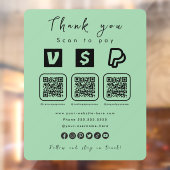 Autocollant Pour Fenêtre Multi QR Code Paypal Venmo Cash App Mint Green (Feuille 2)