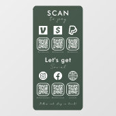Autocollant Pour Fenêtre Multi QR Code Scan pour payer les médias sociaux V (Feuille)