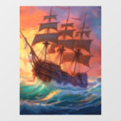 Autocollant Pour Fenêtre Navire À Voile Sur Une Mer Tempérée (Feuille)