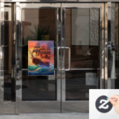 Autocollant Pour Fenêtre Navire À Voile Sur Une Mer Tempérée (Porte de bureau)