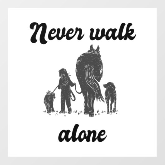 Autocollant Pour Fenêtre Ne jamais marcher seul - Amoureux des animaux rust (Feuille)