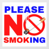 Autocollant Pour Fenêtre Ne pas fumer (Feuille)