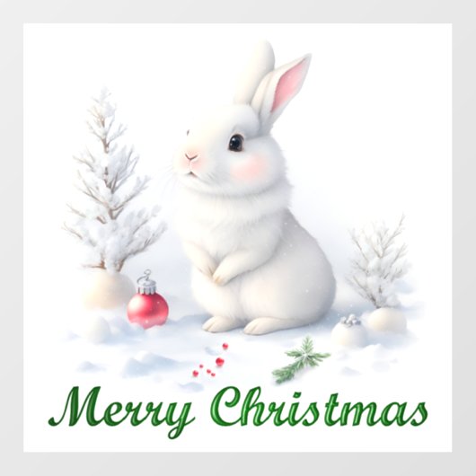Autocollant Pour Fenêtre Neige lapin Joyeux Noël Fenêtre Clair (Feuille)