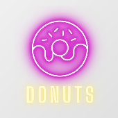 Autocollant Pour Fenêtre Neon Boutique De Donut (Feuille)