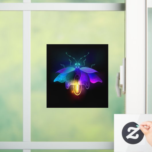 Autocollant Pour Fenêtre Neon Firefly sur noir (Maison)