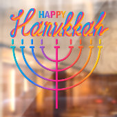 Autocollant Pour Fenêtre Neon Happy Hanoukka Menorah (Feuille 2)