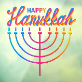 Autocollant Pour Fenêtre Neon Happy Hanoukka Menorah (Feuille 3)