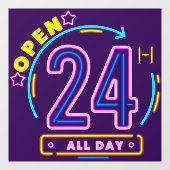 Autocollant Pour Fenêtre Neon Stores ouvert 24 heures Cling de fenêtre (Feuille)