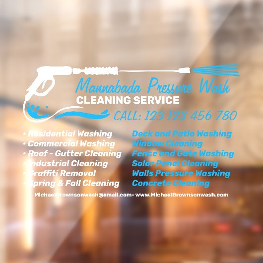 Autocollant Pour Fenêtre Nettoyage de l'énergie de lavage à pression modern (Feuille 2)