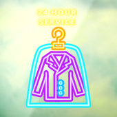 Autocollant Pour Fenêtre Nettoyeurs à sec Faux Neon Service 24 heures avant (Feuille 3)