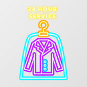 Autocollant Pour Fenêtre Nettoyeurs à sec Faux Neon Service 24 heures avant (Feuille)