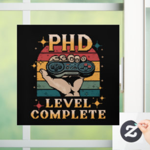 Autocollant Pour Fenêtre Niveau doctorat Diplôme complet de doctorat Jeux