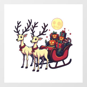 Autocollant Pour Fenêtre Noël à Halloween Reindeer Citrouille présente