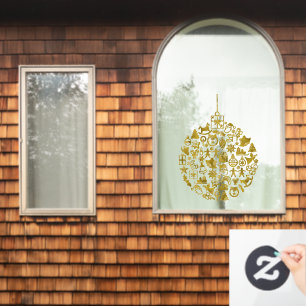 Autocollant Pour Fenêtre Noël - Arbre - Balle avec Icônes de Noël 2