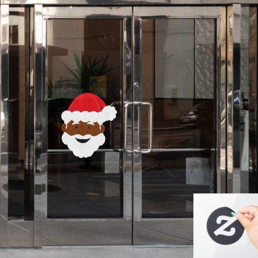 Autocollant Pour Fenêtre Noël Brown de Père Noël noire (Porte de bureau)