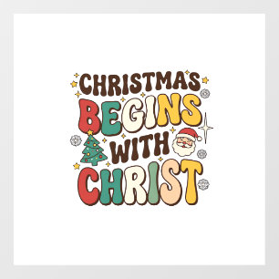 Autocollant Pour Fenêtre Noël Commence Avec Le Christ Décoration De Sapin D