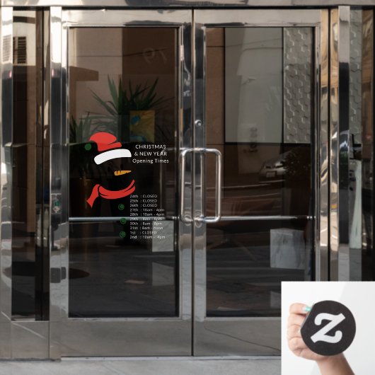 Autocollant Pour Fenêtre Noël et Nouvel An Heures d'ouverture Père Noël Sno (Porte de bureau)
