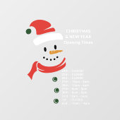 Autocollant Pour Fenêtre Noël et Nouvel An Heures d'ouverture Père Noël Sno (Feuille)