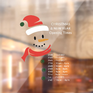 Autocollant Pour Fenêtre Noël et Nouvel An Heures d'ouverture Père Noël Sno