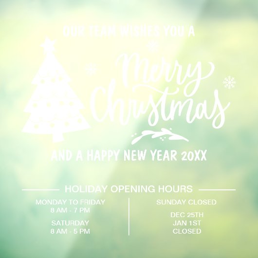 Autocollant Pour Fenêtre Noël Heures d'ouverture (Feuille 3)