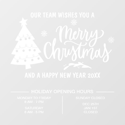 Autocollant Pour Fenêtre Noël Heures d'ouverture (Feuille)