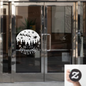 Autocollant Pour Fenêtre Noël Le Père Noël n'arrête pas de croire blanc (Porte de bureau)