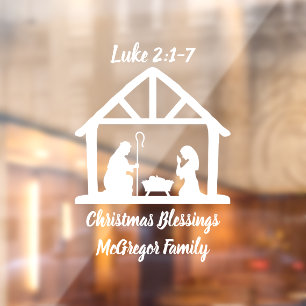 Autocollant Pour Fenêtre Noël Nativité Manger Écriture Nom de famille