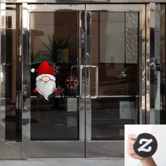 Autocollant Pour Fenêtre Noël Père Noël Gnome Temps le plus merveilleux (Porte de bureau)