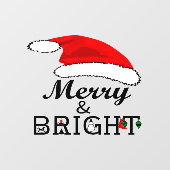 Autocollant Pour Fenêtre Noël Red Santa Hat Joyeux et brillant Vinyle (Feuille)