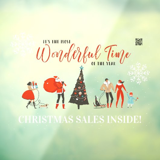 Autocollant Pour Fenêtre Noël rétro | Vacances hivernales Code QR (Feuille 3)