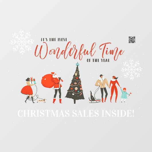 Autocollant Pour Fenêtre Noël rétro | Vacances hivernales Code QR (Feuille)