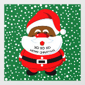 Autocollant Pour Fenêtre Noël vert du Père Noël africain-américain (Feuille)