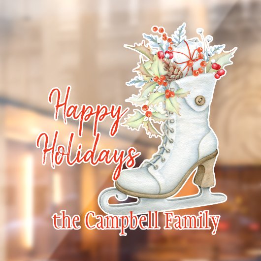 Autocollant Pour Fenêtre Noël Vieux mode Patinage sur glace sur mesure (Feuille 2)