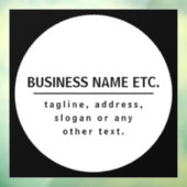 Autocollant Pour Fenêtre Nom commercial & Slogan/autre texte | Noir et blan (Feuille 3)